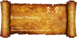 Kassa Vencel névjegykártya